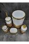 Avangard Cream Gold Embroidered 5-Piece Bathroom Set - 2