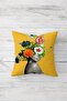 Floral Patterned Women's Throw Pillow Set - Hidden Zipper, 4 Pieces - 3