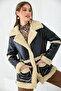 Women's Fur Detailed Long Leather Coat - 6