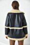 Women's Fur Detailed Long Leather Coat - 7