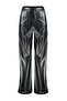 Siyah Suni Deri Wide Leg/Geniş Paça Nervürlü Yüksek Bel Pantolon TWOSS23PL00131 - 6