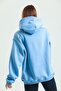 Unisex 100% Cotton Oversize Blue Hooded Sweatshirt - 8
