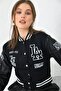Women's Embroidered Crop College Jacket - 5