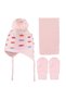 Girl's Pink Scarf Beanie Gloves Triple Set (K2900-03) - 3