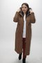 Women's Tan Fur Lined Waterproof Long Coat Coat - 4