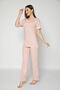 Powder lace buttoned cotton women's pajama set - 3