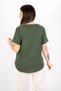 Women's Sile Cloth Short Sleeve Lace Collar Khaki Green Blouse - 3
