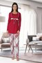 Women's Cherry Checkered Long Sleeve Pajamas Set Nightgown Dressing Gown Maternity Pregnant Set of 4 - 2