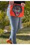 Sequined Appliqued Tiger Orange Portfolio Clutch Hand and Makeup Bag 28x25 - 2