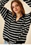 Striped Polo Neck Knitwear Sweater