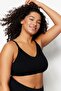 Siyah Askılı Seamless/Dikişsiz Balensiz Kapsız Esnek Bralette Örme Büyük Beden Sütyen TBBSS23CW00001