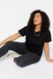 Siyah Regular Fit Basic Bisiklet Yaka %100 Pamuk Örme Büyük Beden T-Shirt TBBSS22TS0733 - 2