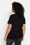 Siyah Regular Fit Basic Bisiklet Yaka %100 Pamuk Örme Büyük Beden T-Shirt TBBSS22TS0733 - 4
