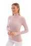 Women's Pink Corded Knitwear Turtleneck Sweater 100% Cotton Knitwear - 3