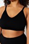 Siyah Askılı Seamless/Dikişsiz Balensiz Kapsız Esnek Bralette Örme Büyük Beden Sütyen TBBSS23CW00001 - 4
