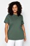 Koyu Mint Relaxed Bisiklet Yaka Yırtmaçlı %100 Pamuk Örme T-Shirt TBBSS22BF0031 - 2