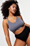 Gri Askılı Seamless/Dikişsiz Balensiz Kapsız Esnek Bralette Örme Büyük Beden Sütyen TBBSS23CW00001 - 3