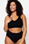 Siyah Askılı Seamless/Dikişsiz Balensiz Kapsız Esnek Bralette Örme Büyük Beden Sütyen TBBSS23CW00001 - 2