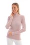 Women's Pink Corded Knitwear Turtleneck Sweater 100% Cotton Knitwear - 2