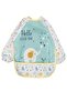 Elephant Patterned Baby Food Bib with Liquid-Proof Pockets and Sleeves