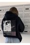 Uny Butik Y2K Los Angeles Unisex Black Zip-Up Cardigan