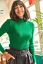 Women's Emerald Green Half Fisherman Zigzag Textured Soft Knitwear Sweater KZK-19000447 - 2