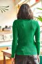 Women's Emerald Green Half Fisherman Zigzag Textured Soft Knitwear Sweater KZK-19000447 - 5