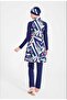 Patterned Licra Fabric Hijab Swimsuit - 5