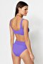Mor Kaplı Klora&Suya Dayanıklı Uzun Ömür LYCRA®XTRALIFE Yüksek Bel Bikini Takımı TBESS22BT0010 - 7