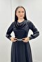 Satin Fabric Degaje Collar Evening Dress - Black - 4
