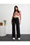 High Waist Wide Leg Black Palazzo Jeans Lycra Stretchy Jeans - 2