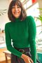 Women's Emerald Green Half Fisherman Zigzag Textured Soft Knitwear Sweater KZK-19000447 - 4