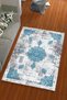 Silk Velvet Blue Gray Colored Sultan Pattern Elastic Carpet Cover