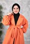 Belted Women's Hijab Coat with Gathered Sleeves - 4