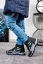 Habi Unisex Children's Anti-Slip Sole Warm Lining Winter Velcro Outdoor Boots - Black Blue - 2