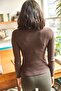 Women's Bitter Brown Polo Neck Raised Camisole Blouse BLZ-19002028 - 5
