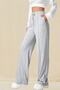 Women's Black High Waist Front Seam Striped Wide Leg Sweatpants - 2