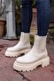 Kyla Women's Beige Genuine Leather Boots - 2