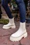 Kyla Women's Beige Genuine Leather Boots - 3