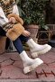 Kyla Women's Beige Genuine Leather Boots - 5