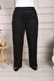 Women's Plus Size 2 Rope Black Trousers with Elastic Waist and Pockets - 3