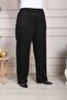 Women's Plus Size 2 Rope Black Trousers with Elastic Waist and Pockets - 4