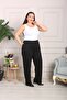 Women's Plus Size 2 Rope Black Trousers with Elastic Waist and Pockets - 8