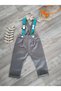 Handmade Penguin Concept Winter Theme Gray Turquoise Baby Boy Salopet - 3