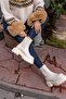 Kyla Women's Beige Genuine Leather Boots - 7