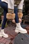 Kyla Women's Beige Genuine Leather Boots - 8