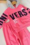 Candy Pink Vers Written Double Children's Tracksuit Set 1-2-3-4-5 Years - 2