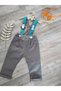 Handmade Penguin Concept Winter Theme Gray Turquoise Baby Boy Salopet - 2