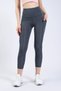 Partly Women's Gray Pocketed High Waist, Firming Yoga Tights 21" - 3