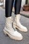 Cash Women's Beige Genuine Leather Stone Detail Boots - 8